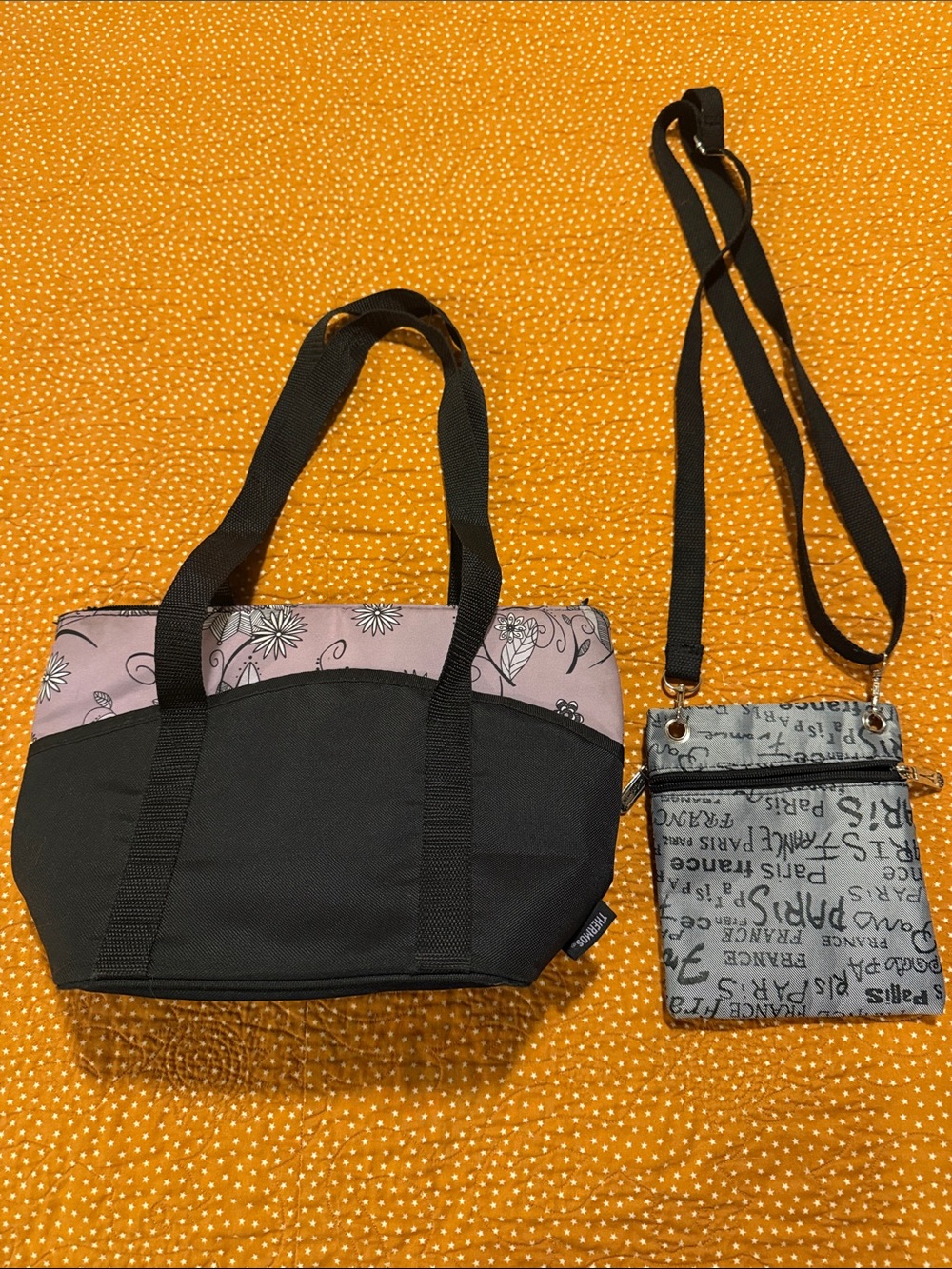 Thermos Light Purple Floral Lunch Tote and Paris Crossbody Bag